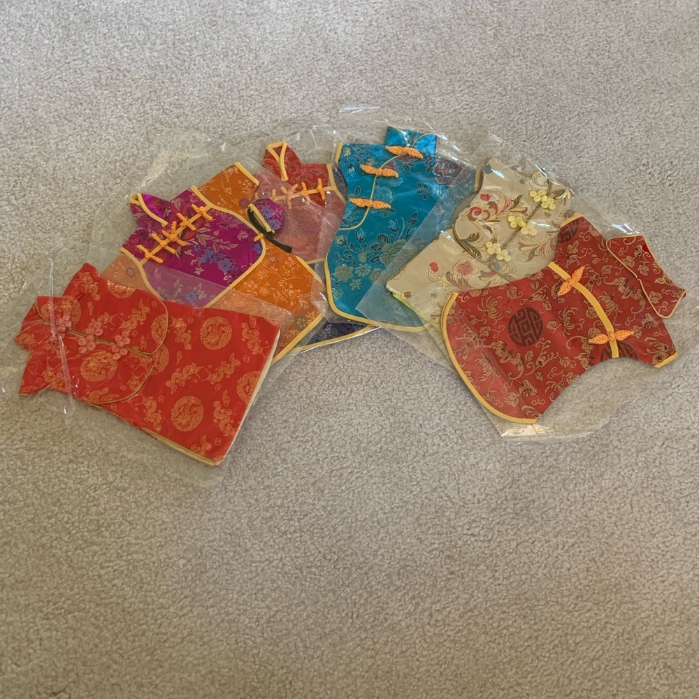 NWT Vintage Chinese Silk Brocade Wine Bottle Cover Asian Novelty 6x Variety Set